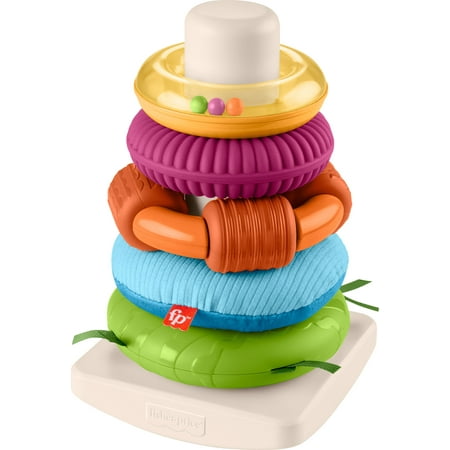 Fisher-Price Sensory Rock-A-Stack Roly-Poly Stacking Toy With Fine Motor Activities For Babies