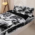 thumbnail image 3 of Manfei Black Wolf Zipper Full Size Comforter Sets with Fitted Sheet and 2 Pillowcases，Jungle Animal Print Zipper Bedding Set,Black Reversible,4pcs, 3 of 8