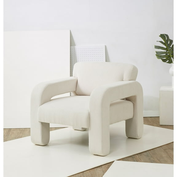 SAFAVIEH Couture Petey Modern Cordoroy Solid Accent Chair, Cream
