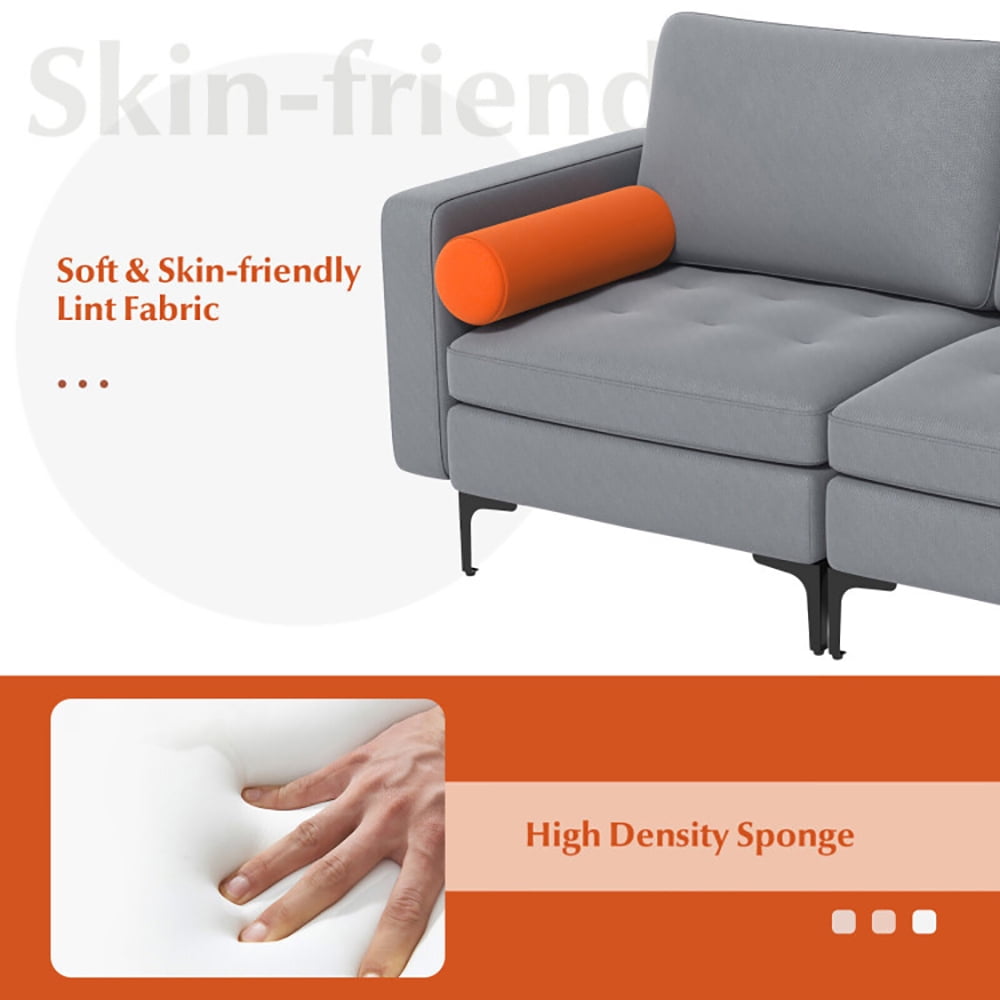 Finihen Loveseat Sofa, Modern Loveseat Sofa with 2 Bolsters and Side Storage Pocket, for Living Room, Bedroom, Gray Finihen Loveseat Sofa, Modern Loveseat Sofa with 2 Bolsters and Side Storage Pocket, for Living Room, Bedroom, Gray