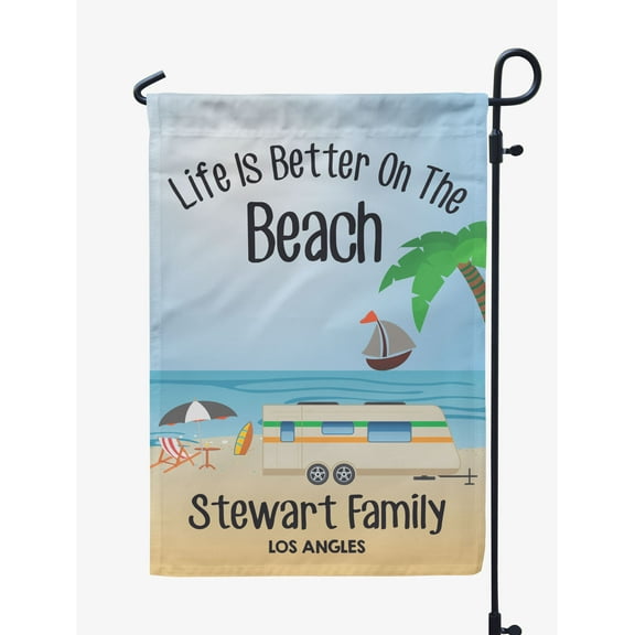 Printtoo Multicolor Life Is Better On The Beach Outdoor Camping Flags For Campers Personalized Double SidedFlag Outdoor Decor Sign CampsiteFlag