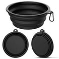 thumbnail image 3 of Collapsible Dog Bowls for travel, Tekcoo 2 Pack Portable Dog Water Bowls for Dog Cats Pet Foldable Feeding Watering Dishes with Carabinerfor Traveling Hiking Walking Camping, Medium, Black + Green, 3 of 9