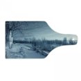 thumbnail image 1 of Winter Cutting Board, Ice Cold Frozen Snowy Scenery from Castle Like Balcony with Leafless Branches Art, Decorative Tempered Glass Cutting and Serving Board, Wine Bottle Shape, White, by Ambesonne, 1 of 1