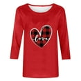 thumbnail image 5 of Penkiiy Women's Valentine's Day Fashion Printed T-shirt 3/4 Sleeves Blouse Round Neck Casual Tops L Red, 5 of 5