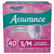 Assurance Incontinence & Postpartum Underwear for Women, Maximum Absorbency, S/M, 40 Count