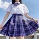 thumbnail image 3 of CZJMS Falda plisada japonesa para mujer, cintura alta, moda JK, minifalda a cuadros, elegante lazo, línea A, baile de verano, para niñas, Cosplay, 3 of 5