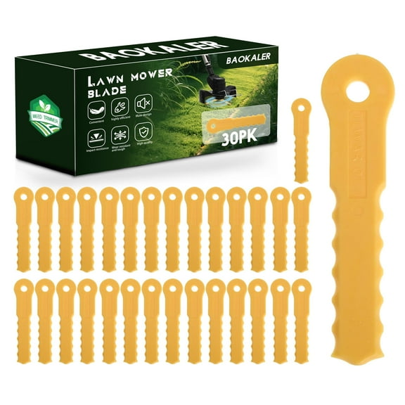 30 PCS String Trimmer Head Blades Replace, Plastic Weed Trimmer Blades, Fit Weed Weed Warrior 14867B, Craftsman 20V, DeWalt 20V/60V Yellow
