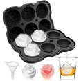 thumbnail image 1 of Ice Cube Tray, 2 inch Rose Ice Cube Trays With Covers, 6 Cavity Silicone Rose Ice Ball Maker, Easy Release Large Ice Cube Form for Chilled Cocktails, 1 of 3