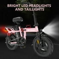 thumbnail image 4 of Folding Electric Bike, Electric Bicycle with 48V 14AH Removable Battery, Folding Electric Bike for Adults Teens,14'' Ebike Urban City with 700W Motor, 10 Shock Absorptions,Pink, 4 of 7