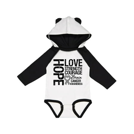 

Inktastic Brain Cancer Hope Love Strength Gift Baby Boy or Baby Girl Long Sleeve Bodysuit