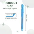 thumbnail image 2 of Blue Highlighter, 6 Pack High Lighters No Bleeds Highliters Pens Neon Clear View Bright Quick Dry Pocket Marker Pen Sticks Chisel Tip Cute for Books Office Adults, Transparent, 2 of 6