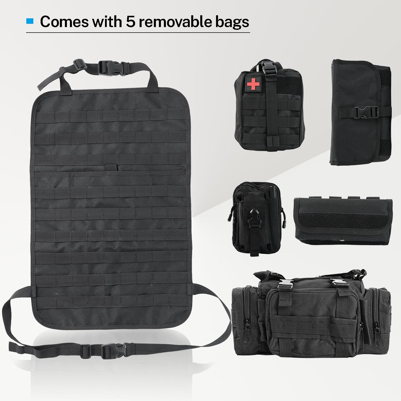 Tactical Car Back Seat Cover Molle Organizer Multi-function Bag Pockets Storage
