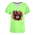 thumbnail image 5 of BiZtdJrK Womens Mardi Gras Scrubs 2025 Spring Scrub Tops Carnival Funny Graphic Shirts Casual V Neck Medical Nursing Uniforms with Pockets Green L 50 Percent off Sales Today, 5 of 6