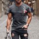 thumbnail image 2 of Mens Casual Pantalones Cortos Impresos Cuello Redondo Suéter Deportes Tee, Fitness Y Casual Hombres Camisetas, 2 of 7