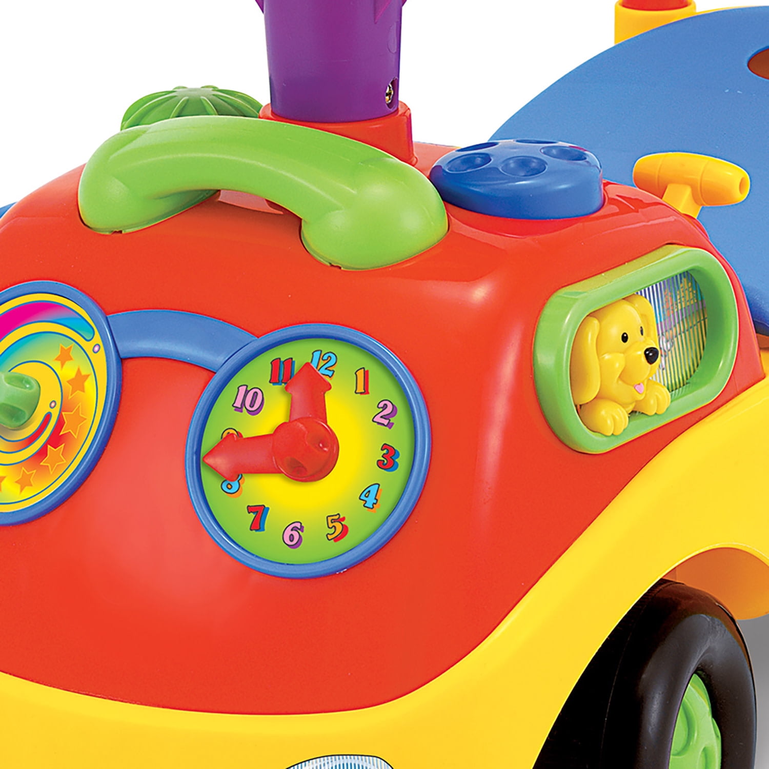 Kiddieland: My First Funtime Ride-On - Puppy & Kitten - Lights & Sounds Foot-To-Floor Vehicle, Interactive Dashboard, Seat Storage, Toddlers 12-36mo