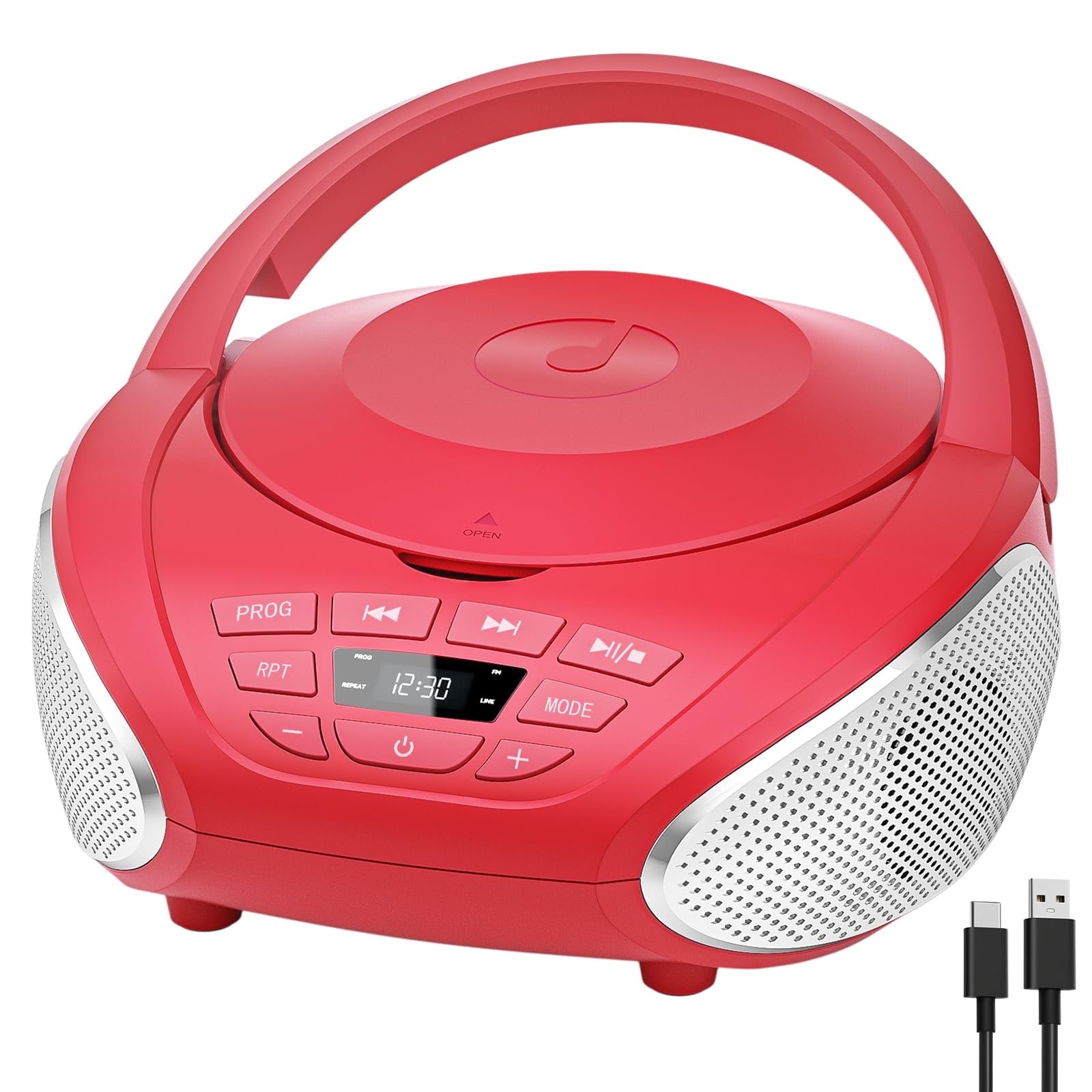 Kegaudio Portable CD Player Boombox CD Players for Home with Speakers FM Radio AUX Jack Support Headphones PROG Playback for Outdoor Indoor Audiobooks