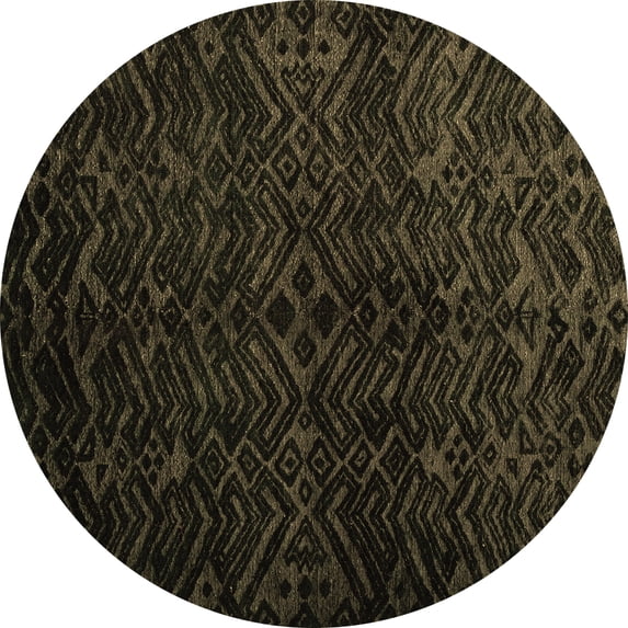 Ahgly Company Indoor Round Abstract Brown Modern Area Rugs, 6' Round