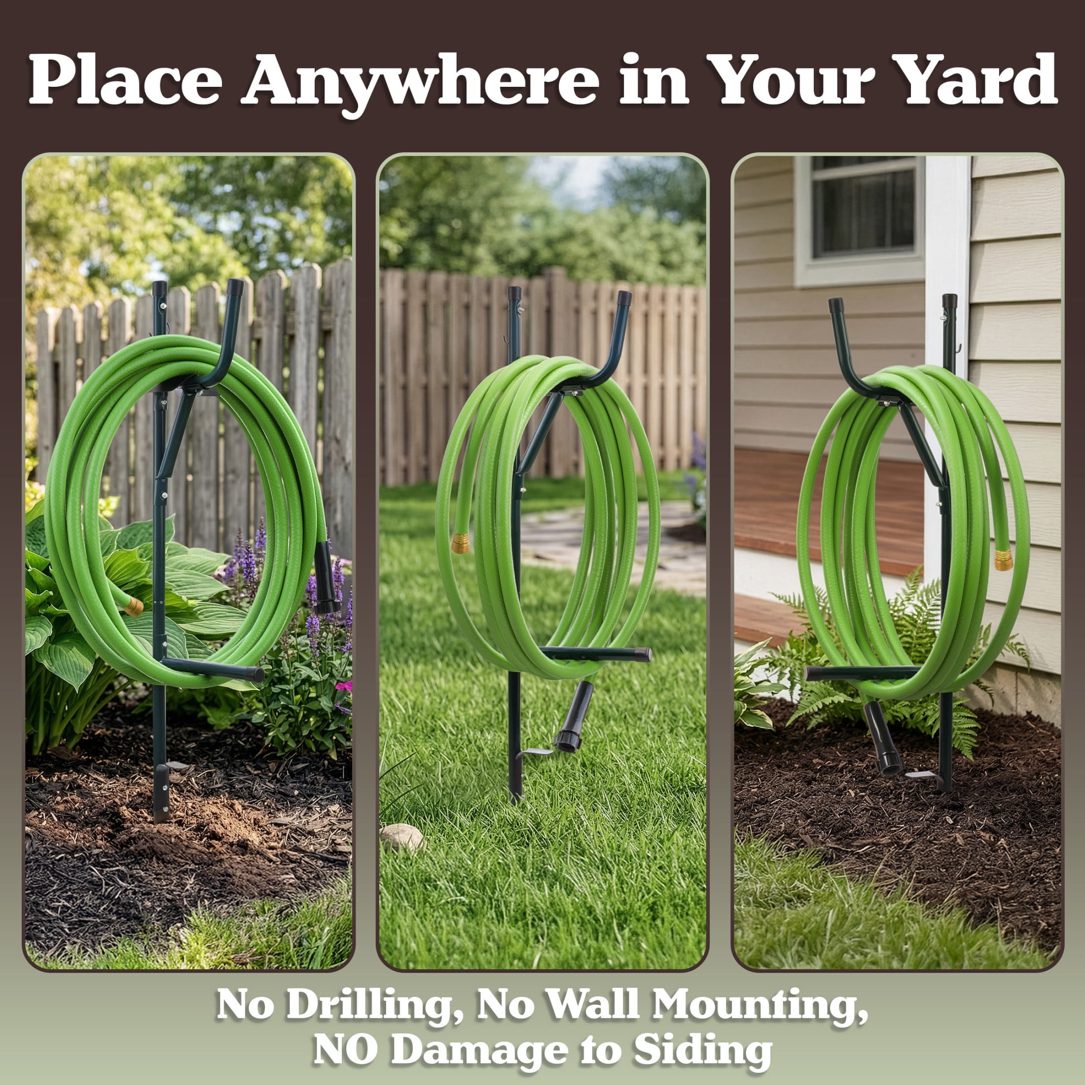 Pure Garden Water Hose Stand - Garden Hose Holder Freestanding Reel for 65.6ft of Hosing