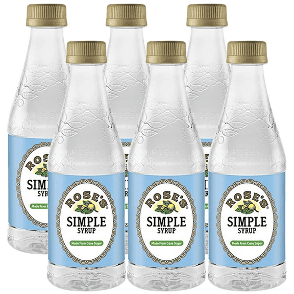 Rose’s Simple Syrup 6 Pack 12 OZ Bottle, | Perfect for Cocktails, Beverages, and Mixers
