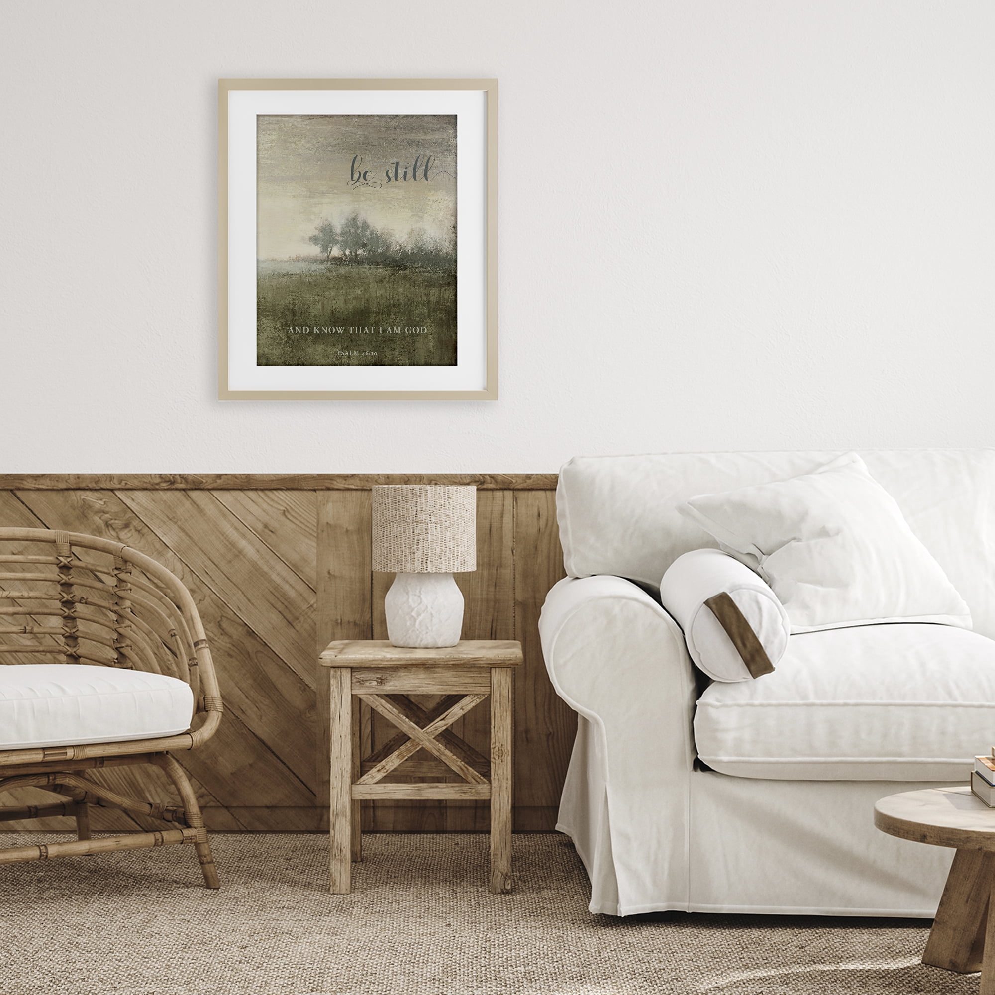 Stupell Industries Be Still Psalm 46:10 Birch Framed Print Under Glass, design by Michael Marcon