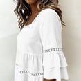 thumbnail image 6 of Edvintorg Blouses for Women Casual Square Neck 3/4 Sleeve Loose Cotton and Linen Pullover Tops Women Shirts White XL, 6 of 6