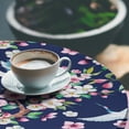 thumbnail image 3 of Ambesonne Tropical Fitted Round Tablecloth, Watercolor Cranes Flowers, 40"- 44" Diameter, Dark Coral and Petrol Blue, 3 of 5