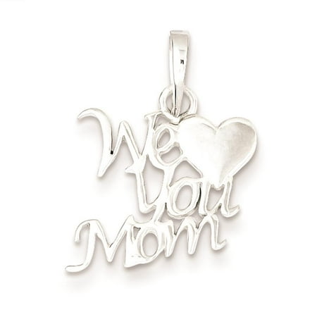 925 Sterling Silver Polished We Love You MOM Charm Pendant 20mmx18mm