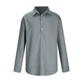 thumbnail image 4 of BLVB Men's Long Sleeve Shirts Casual Lapel Collar Button up Work Business Tops Solid Color Fall Spring Blouses Gray, 4 of 6