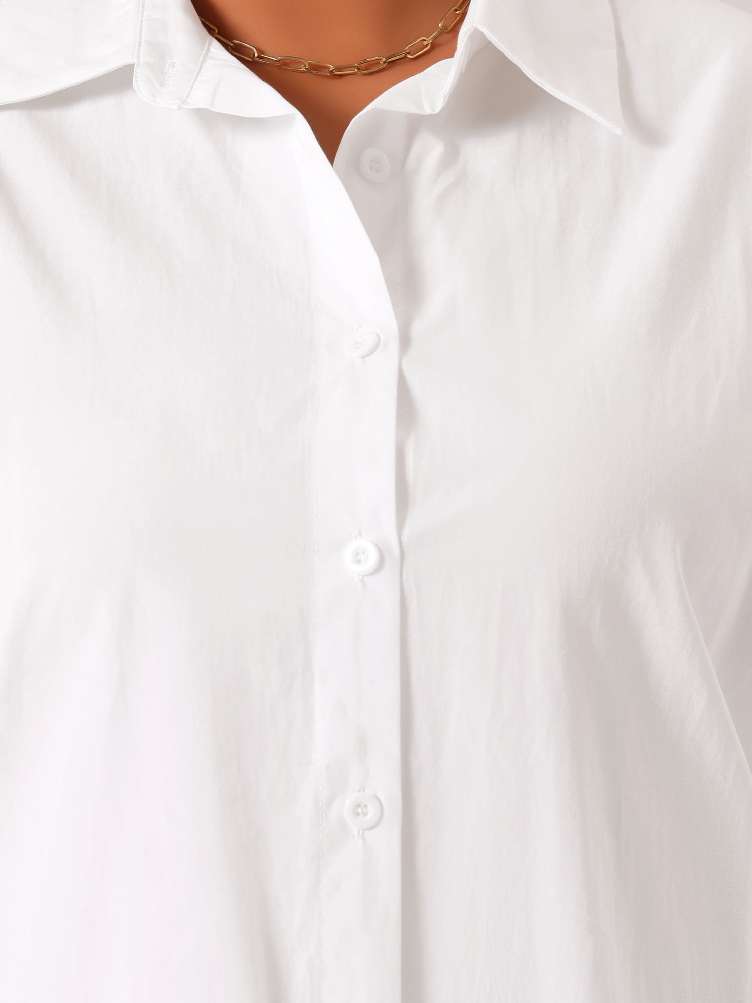 DARING DIVA Women's Plus Size Cotton Polo Collared Work Shirt 3X White