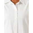 thumbnail image 5 of Agnes Orinda Women's Plus Size Button Down Shirts Cotton Stand Collar Long Sleeve Formal Solid Work Shirt Blouses Tops 2X White, 5 of 6