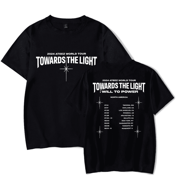 Ateez Merch Tshirt 2024 Ateez World Tour Towards The Light tshirts Fashion Kpop Men Women shirt Sweatshirt Tee Casual Short Sleeve T-shirts