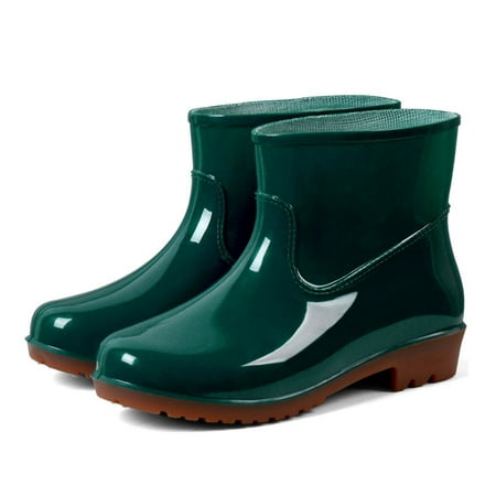 

Cathalem Rain Boots Men Size 6 Boots Middle Shoe Buckle Women Low-Heeled Rain Toe Round Waterproof women s boots Shoes Green 8.5
