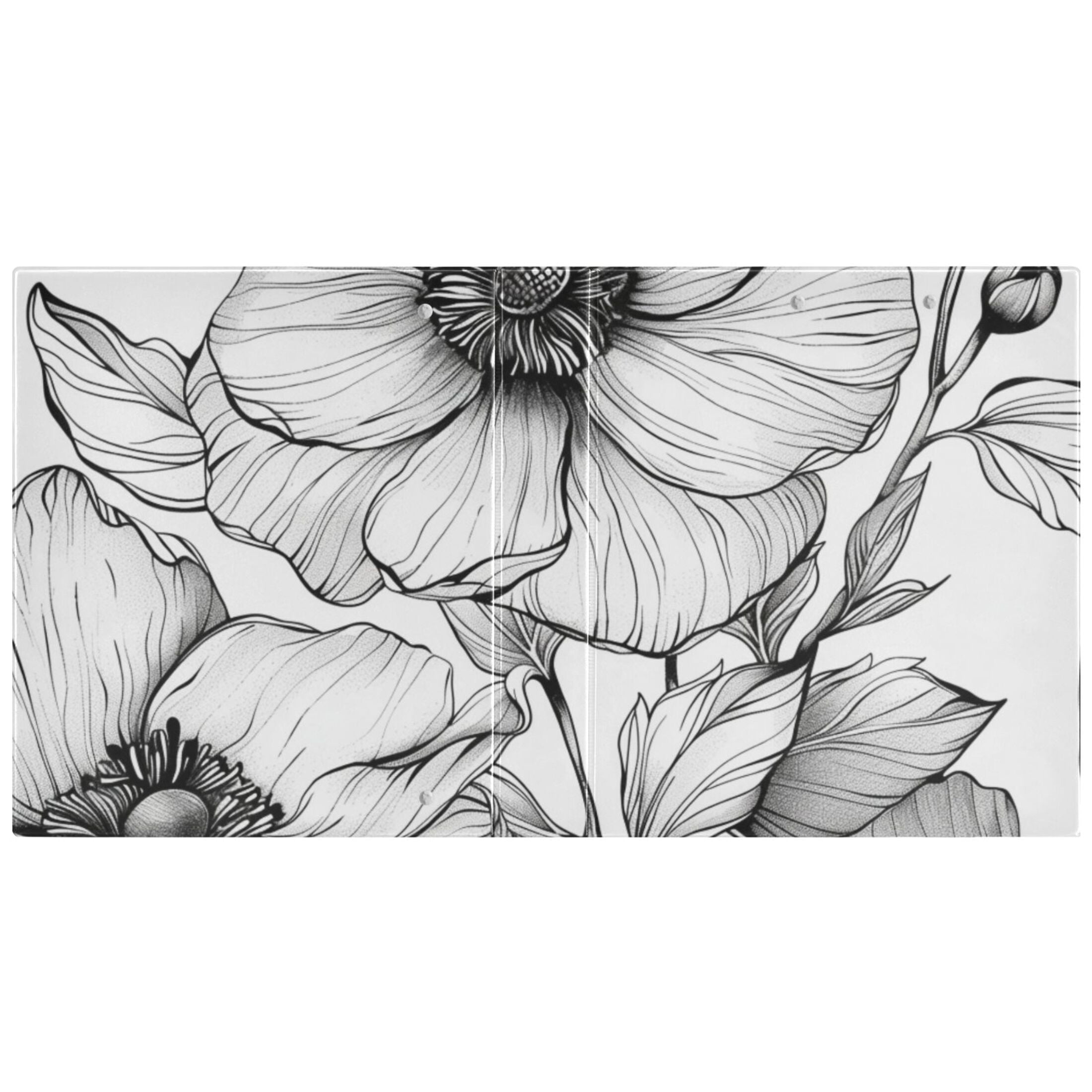 Flowers Elegant 3 Ring Binders 1.5 inch Hardcover File Folders with Interior Pockets A4 Size Organizer for School Office Hospital