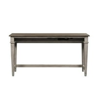 Pemberly Row Vintage Wood Console Bar Table in Off White