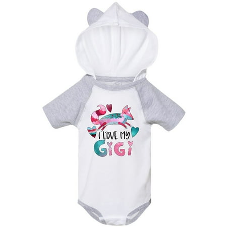 

Inktastic I Love My Gigi Pink and Blue Fox with Hearts Gift Baby Boy or Baby Girl Bodysuit