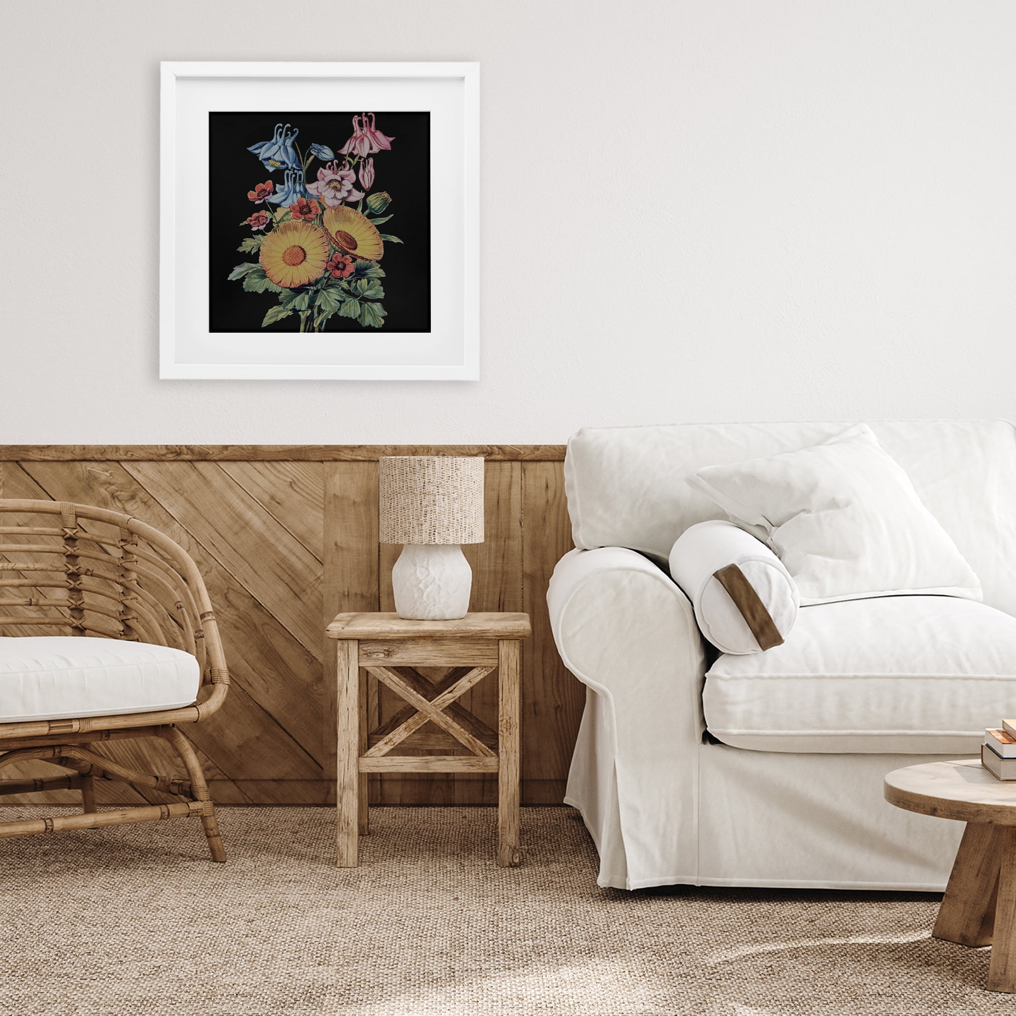 Stupell Industries Vintage Bouquet Study on Black White Framed Print Under Glass, design by Dan Meneely