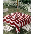 thumbnail image 2 of Outdoor Tablecloth with Umbrella Hole, Red White Spillproof Waterproof Outdoor Table Cover, Modern Abstract Waves Water Ripple Striped Patio Tablecloths for Party/Garden/Picnic, Square 54"x54", 2 of 9