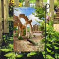 thumbnail image 2 of Peacock Flowers Ruins Architecture Double Sided House Flag 28x40 inch Decorative Yard Flag for Outdoor, 2 of 5