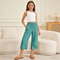 thumbnail image 2 of BOOMNY Girl's Baggy Capri Pants Wide Leg Jogger Pants for Kids Trendy Elastic Waist Solid Lightweight Trousers With Pockets, 2 of 7