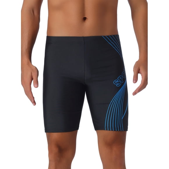 INSPIRAR CHIC Bañador de Hombre Trunk Verano Vacaciones Cintura Elástica Corte Regular Ropa de Entrenamiento para Natación 28 Negro Azul