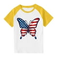 thumbnail image 7 of USA Flag Tee Shirt For Kids 4Th Of July Memorial Day Gift T Shirt Boys Girls Casual Raglan Short Sleeve American Proud Tops Yellow 5-6 Years, 7 of 7