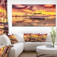 thumbnail image 1 of Beautiful Boat under Yellow Sky - Modern Seashore Canvas Art, 1 of 3