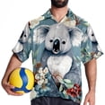 thumbnail image 4 of Koala Men's Short Sleeve Poplin Shirts with Spread Collar Tops, Casual Printed Button Down Short Summer Beach Shirts for Men and Women, 4 of 6