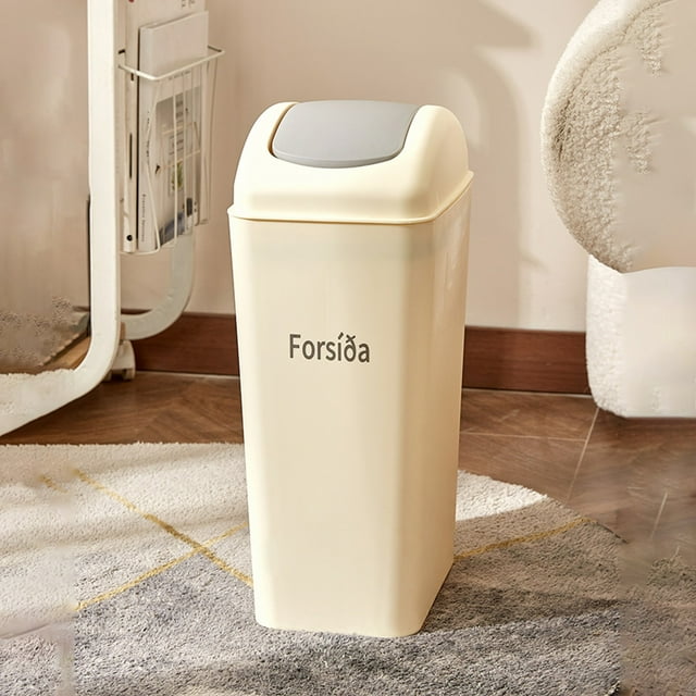 TIMIFIS Household Trash Can Home Use Press-Top Flip-Lid Trash Can - Storage Bin for Kitchen Dining Room Bathroom and Narrow Spaces - Convenient Clamp-Style Garbage Bin Trash Can