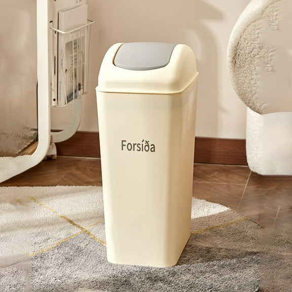 Gnmfd Press-Top Flip-Lid Trash Can Slim Space-Saving Garbage Bin for Kitchen Bathroom Office Bedroom, Push Lid Waste Container with Bag Clamp, Modern Home Decor and Recycling Solution