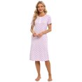 thumbnail image 4 of WBQ Women's Nightgown Short Sleeve Polka Dot Sleepshirts Spring Summer Loungewear House Dress with Pockets Soft Comfy Button Nightshirt Henley Nightdress, Purple S-XXL, 4 of 8