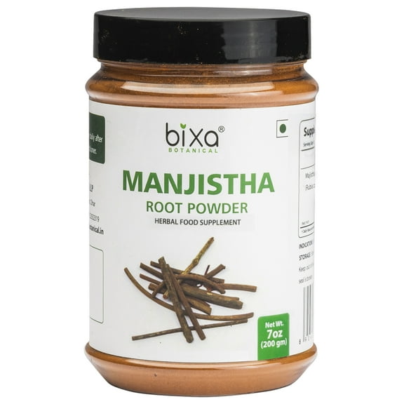 Manjistha Powder - 7 Oz / 200gm, (Rubia cordifolia) Natural Blood Cleanser & Skin Tonic | Supports Proper Liver Function & Urinary System by Removes Harmful toxins | Bixa Botanical