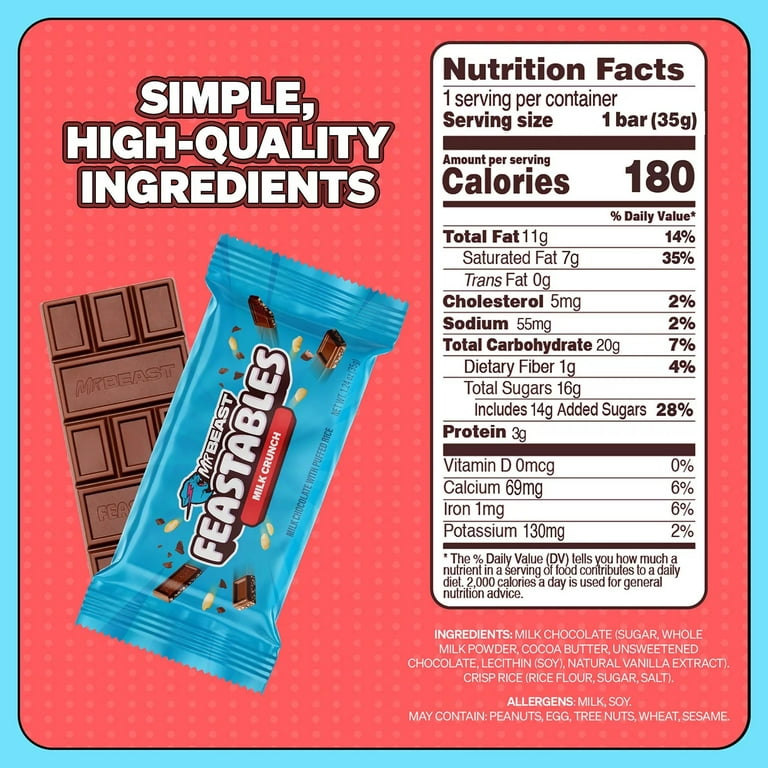 MrBeast Feastables Variety Pack Milk Chocolate Bars, 1.24 oz, 24
