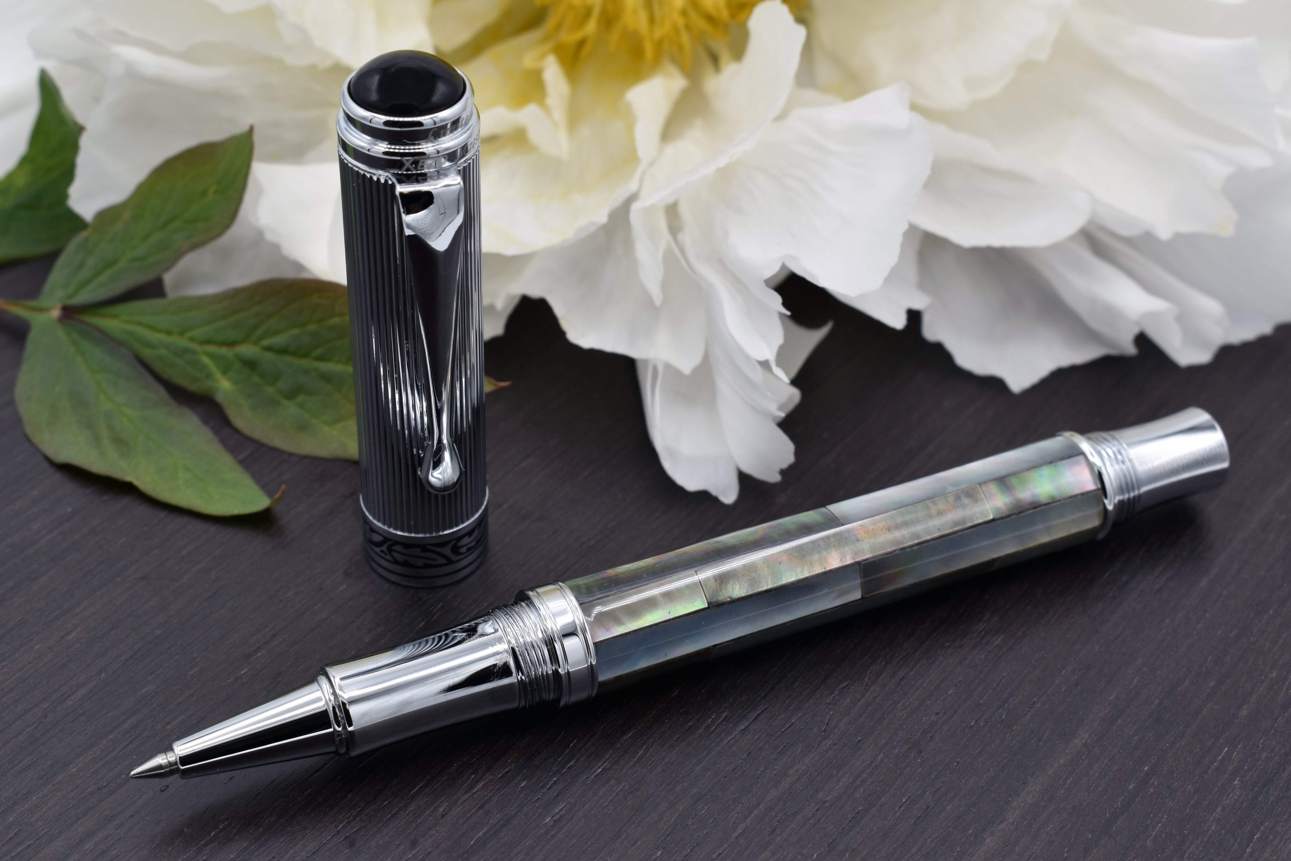 Xezo Xezo Maestro® Black Mother of Pearl Rollerball Pen - Chrome Plated