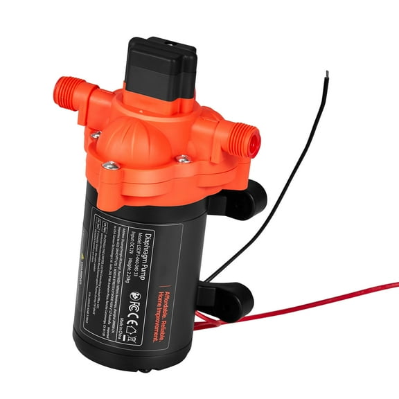 KFFKFF 4 GPM Flow Rate, 3-Chamber Self-Priming Diaphragm Pump with Automatic Pressure Switch, 40 PSI Max Pressure, 12V DC RV Water Pump